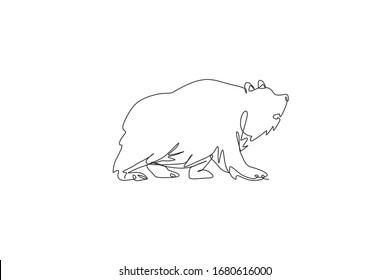 Eine einzelne Zeichnung von großen Grizzly Bären Vektorillustration Illustration. Schutz der geschützten Arten Naturpark. Safari-Zoo-Konzept. Modernes Design für fortlaufende Linienführung
