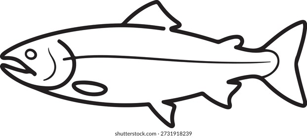 Um único desenho de linha de salmão grande para a identidade do logotipo. Grande lago peixe mascote conceito para ícone do torneio de pesca. Projeto de desenho de linha contínua. desenho de ícone de uma linha
