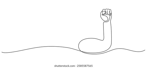 One single line drawing of bodybuilder model show bicep. Healthy workout concept. Modern continuous editable stroke design for bodybuilding fitness center club. Pose of Accelerate Action. Iwd 2025