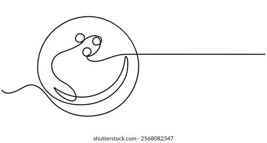 One single line drawing of bowling ball hit bowling pins to falling apart at alley lane graphic vector illustration. Leisure activity and game sport concept. Bowling game continuous one line drawing.