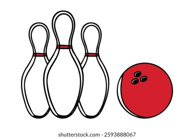 One single line drawing of bowling pins falling apart hit by bowling ball at alley lane graphic vector illustration. Leisure activity and game sport concept. Modern continuous line draw design