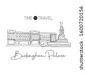 One single line drawing Buckingham Palace landmark. World famous iconic in London, England. Tourism travel postcard wall decor print art concept. Modern continuous line draw design vector illustration