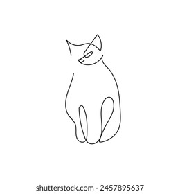 One single Line drawing of cat. Hand drawn abstract print. Use for poster illustration, wall decorative, t-shirt print
