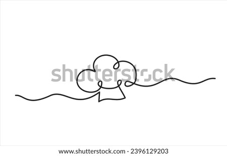 One single line drawing of chef hat or cap for restaurant vector graphic illustration. Elegant cafe badge concept. Modern continuous line draw design street food logotype