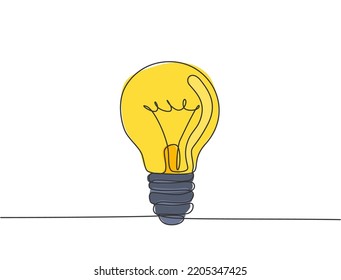 Un dibujo de una sola línea de bombilla de vidrio limpia para la identidad del logo de la compañía de electricidad. Concepto de icono eléctrico. Ilustración del vector de diseño de líneas continuas de moda
