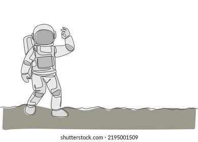 One Single Line Drawing Cosmonaut Make Stock Vector (Royalty Free ...