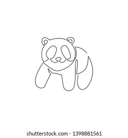 One single line drawing of cute panda for company logo identity. Business corporation icon concept from china bear animal shape. Modern continuous line graphic vector draw design illustration