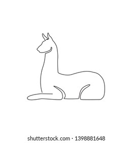 One single line drawing of cute llama for company logo identity. Business corporation icon concept from animals typical of South America. Continuous line draw graphic design vector illustration