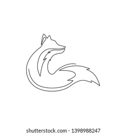 One single line drawing of cute fox company logo identity. City zoo icon concept. Dynamic continuous line draw design vector graphic illustration