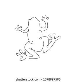 One single line drawing cute frog for company logo identity  Amphibian animal icon concept  Trendy continuous line draw vector design graphic illustration