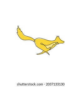 One single line drawing of cute fox company logo identity. City zoo icon concept. Dynamic continuous line draw design graphic vector illustration