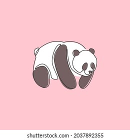 One single line drawing of cute panda for company logo identity. Business corporation icon concept from china bear animal shape. Trendy continuous line draw design vector graphic illustration