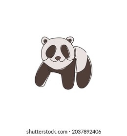 One single line drawing of cute panda for company logo identity. Business corporation icon concept from china bear animal shape. Modern continuous line graphic vector draw design illustration