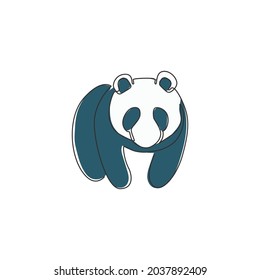 One single line drawing of cute panda for company logo identity. Business corporation icon concept from china bear animal shape. Trendy continuous line draw design vector graphic illustration
