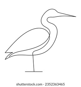 un dibujo de una sola línea de arte de ilustración de un vector de garza lindo