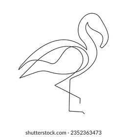 un dibujo de una sola línea de arte de ilustración de un vector de garza lindo