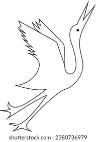 un dibujo de una sola línea de arte de ilustración de un vector de garza lindo
