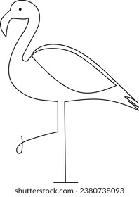 one single line drawing of cute heron bird vector illustration art