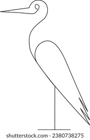 un dibujo de una sola línea de arte de ilustración de un vector de garza lindo