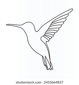 One single line drawing of cute hummingbird for company business logo identity