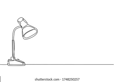 One single line drawing of desk lamp for home appliance. Electricity table lamp for furniture design interior concept. Dynamic continuous line graphic draw vector design illustration