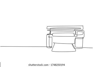 One single line drawing of digital laser printer for business company. Electricity small home office equipment tools concept. Dynamic continuous line graphic draw vector design illustration