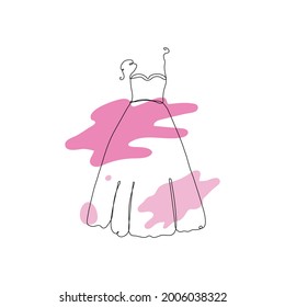 One single line drawing of dress isolated on white background. Beautiful hand draw design vector illustration for posters, wall art, tote bag, mobile case, t-shirt print