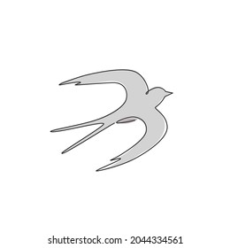 Un dibujo de una sola línea de elegante golondrina para la identidad del logo de la empresa. Pequeño concepto de mascota de aves para un símbolo de comida saludable. Ilustración de líneas continuas de diseño gráfico vectorial