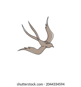 Un dibujo de una sola línea de elegante golondrina para la identidad del logo de la empresa. Pequeño concepto de mascota de aves para un símbolo de comida saludable. Ilustración gráfica vectorial de diseño de líneas continuas modernas