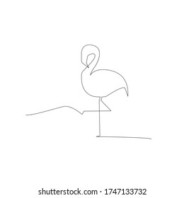 One single line drawing of exotic flamingo for company business logo identity. Flamingo bird mascot concept for product brand. Continuous line draw design illustration