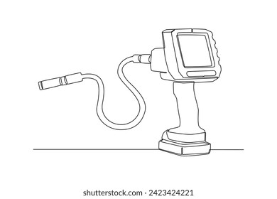One single line drawing of factory inspection camera, commercial vehicle, factory technology minimalist concept. Modern continuous line draw graphic design, Simple line