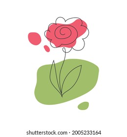 One single line drawing of a flower isolated on white background. Beautiful flower concept hand draw design vector illustration for posters, wall art, tote bag, mobile case, t-shirt print