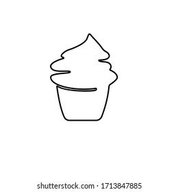 One single line drawing of fresh sweet muffin cake online shop logo vector illustration. Delicious pastry shop menu and restaurant badge concept. Modern continuous line draw design cookies logotype