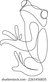 One single line drawing of frog. Amphibian animal icon concept. Trendy continuous line draw vector illustration.