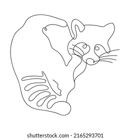 One single Line drawing of funny Raccoon for logo identity. Cute Racoon animal mascot concept. Animal one Line art. Isolated icon. Vector illustration.