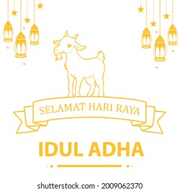 One single line drawing GOLD COLOR goat and sheep. Muslim holiday sacrificing animals to God, Eid al-Adha greeting card concept, image design illustration

From Simple Lines