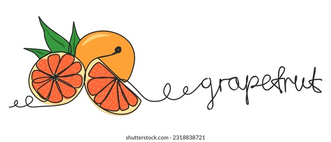 Un dibujo de una sola línea de pomelo 
