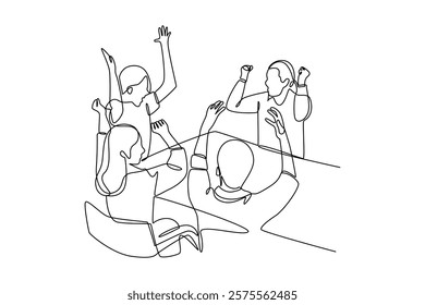 One single line drawing group of Collaborative teams succeed. Trendy teamwork concept continuous line draw design vector illustration