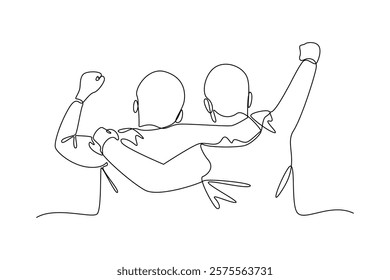 One single line drawing group of Harmonious teams prosper. Trendy teamwork concept continuous line draw design vector illustration