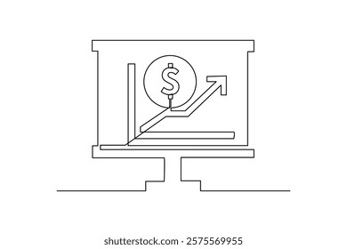 One single line drawing group of Economic trend icon. Business chart icon. Financial minimalist icons.