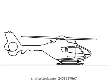 One single line drawing of helicopter in flight