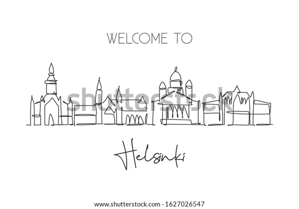 One Single Line Drawing Helsinki City Stock Vector (Royalty Free ...