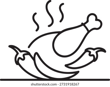 Um único desenho de linha de picante quente e crocante frango frito loja logotipo ilustração vetor. Menu café fast food e conceito de emblema do restaurante.
