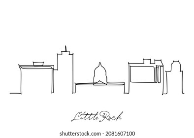 One single line drawing Little Rock city skyline, Arkansas. World historical town landscape. Best holiday destination postcard. Editable stroke trendy continuous line draw design vector illustration