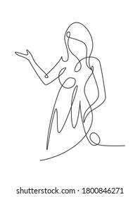 One single line drawing of minimalist beauty.  Abstract body of a woman portrait vector illustration. Print for fashion, t-shirt, logo, salon logo concept. Modern continuous line draw graphic design