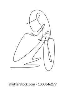 One single line drawing of minimalist beauty.  Abstract body of a woman portrait vector illustration. Print for fashion, t-shirt, logo, salon logo concept. Modern continuous line draw graphic design
