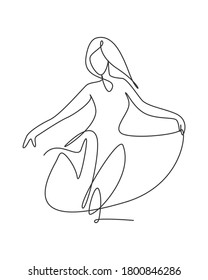 One single line drawing of minimalist beauty.  Abstract body of a woman portrait vector illustration. Print for fashion, t-shirt, logo, salon logo concept. Modern continuous line draw graphic design