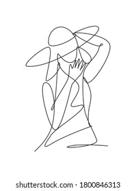 One single line drawing of minimalist beauty.  Abstract body of a woman portrait vector illustration. Print for fashion, t-shirt, logo, salon logo concept. Modern continuous line draw graphic design