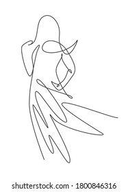 One single line drawing of minimalist beauty.  Abstract body of a woman portrait vector illustration. Print for fashion, t-shirt, logo, salon logo concept. Modern continuous line draw graphic design