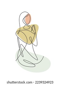 One single line drawing of minimalist beauty abstract body woman face portrait vector illustration. Print for fashion, t-shirt, logo, salon logo concept. Modern continuous line draw graphic design